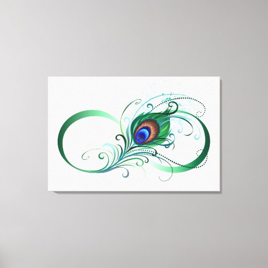 Unendlichkeitssymbol mit Peacock Feather Leinwanddruck (Vorderseite)