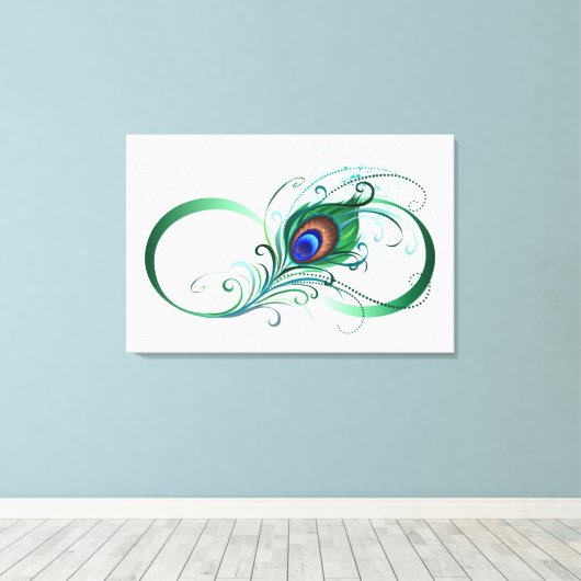 Unendlichkeitssymbol mit Peacock Feather Leinwanddruck (Insitu (Holzboden))
