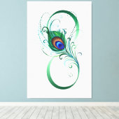 Unendlichkeitssymbol mit Peacock Feather Leinwanddruck (Insitu (Holzboden))