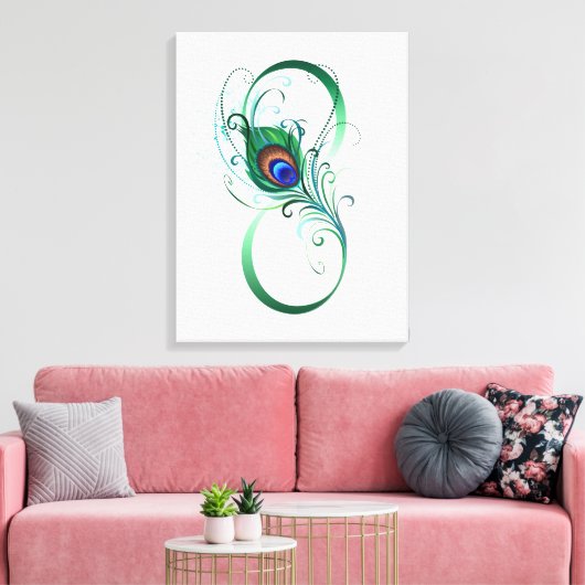 Unendlichkeitssymbol mit Peacock Feather Leinwanddruck (Insitu (Wohnzimmer))