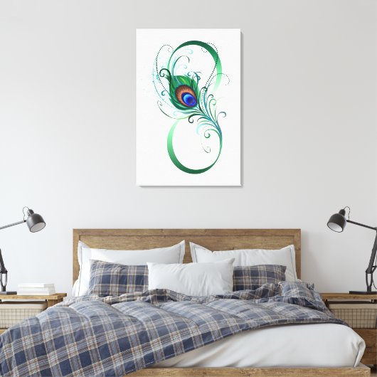 Unendlichkeitssymbol mit Peacock Feather Leinwanddruck (Insitu (Schlafzimmer))