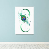 Unendlichkeitssymbol mit Peacock Feather Leinwanddruck (Insitu (Holzboden))