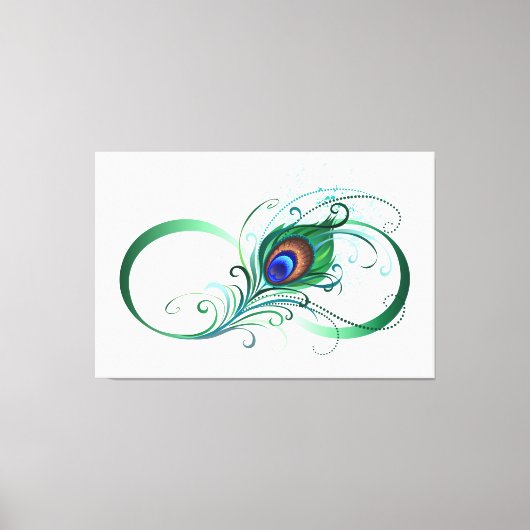 Unendlichkeitssymbol mit Peacock Feather Leinwanddruck (Vorderseite)