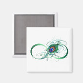 Unendlichkeitssymbol mit Peacock Feather Magnet (Vorderseite/Rückseite)
