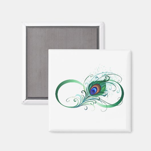 Unendlichkeitssymbol mit Peacock Feather Magnet (Vorderseite/Rückseite)