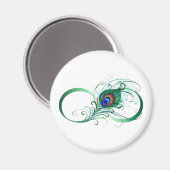 Unendlichkeitssymbol mit Peacock Feather Magnet (Vorderseite/Rückseite)