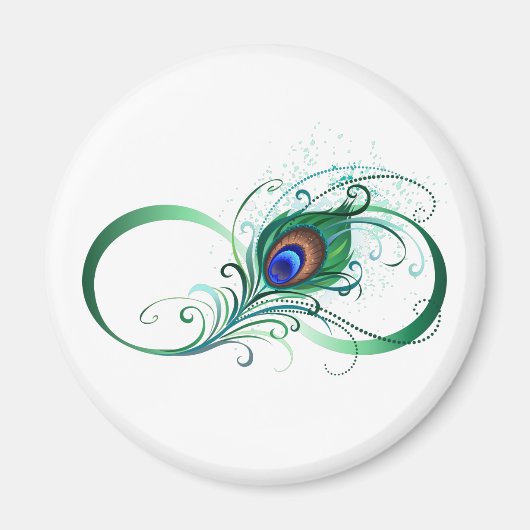 Unendlichkeitssymbol mit Peacock Feather Magnet (Vorne)