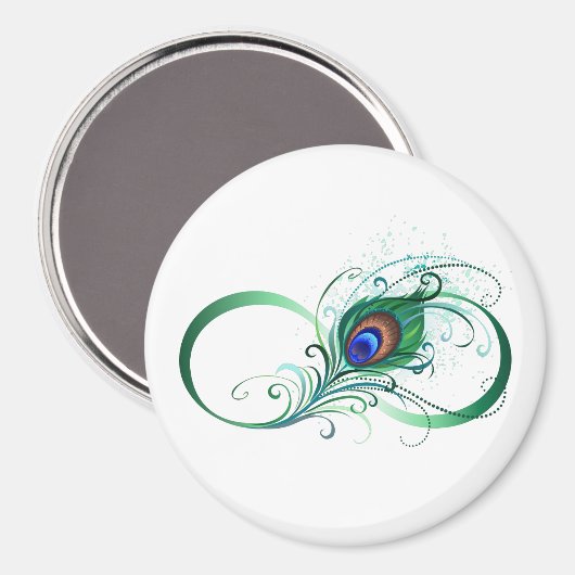 Unendlichkeitssymbol mit Peacock Feather Magnet (Vorderseite/Rückseite)