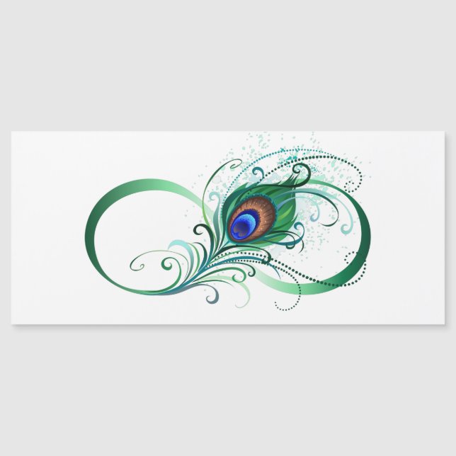 Unendlichkeitssymbol mit Peacock Feather Magnetkarte (Vorderseite)