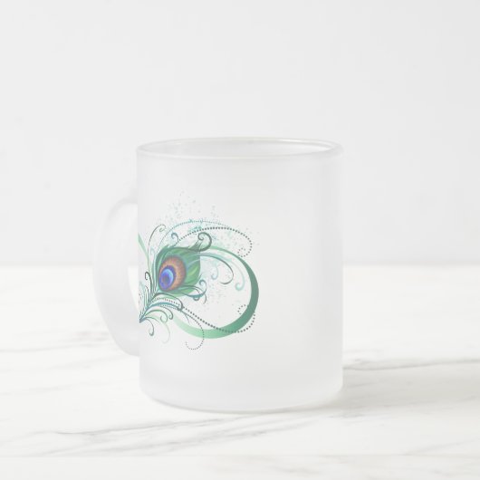 Unendlichkeitssymbol mit Peacock Feather Mattglastasse (Vorderseite Links)