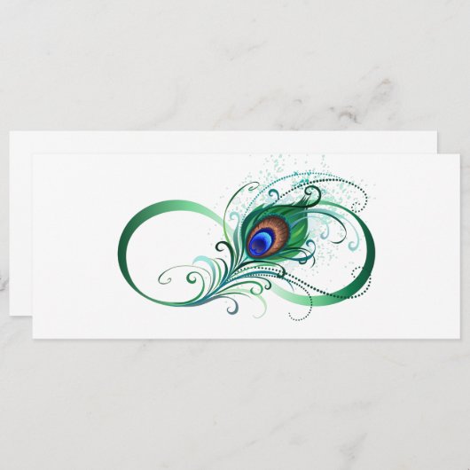 Unendlichkeitssymbol mit Peacock Feather Menükarte (Vorne/Hinten)