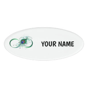 Unendlichkeitssymbol mit Peacock Feather Namenschild