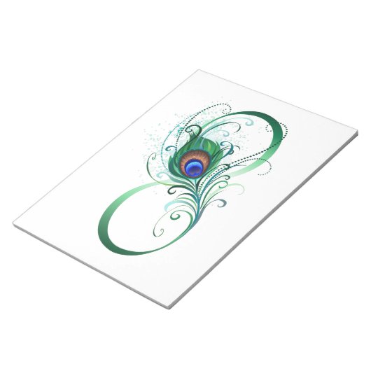 Unendlichkeitssymbol mit Peacock Feather Notizblock (angewinkelt)