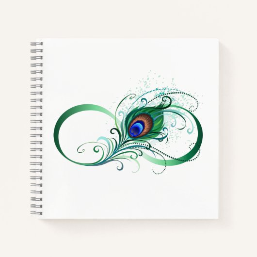 Unendlichkeitssymbol mit Peacock Feather Notizblock (Vorderseite)