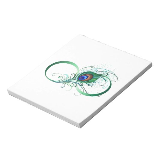Unendlichkeitssymbol mit Peacock Feather Notizblock (Rotiert)