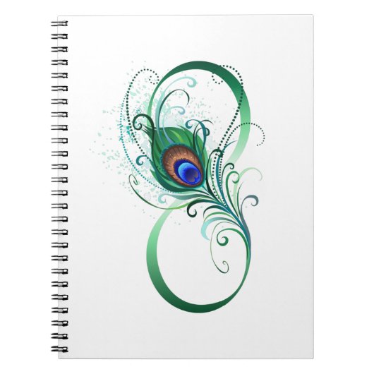 Unendlichkeitssymbol mit Peacock Feather Notizblock (Vorderseite)