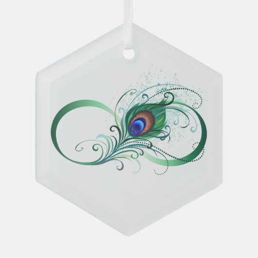 Unendlichkeitssymbol mit Peacock Feather Ornament Aus Glas (Vorderseite)