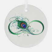 Unendlichkeitssymbol mit Peacock Feather Ornament Aus Glas (Rückseite)
