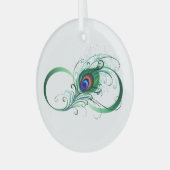 Unendlichkeitssymbol mit Peacock Feather Ornament Aus Glas (Vorderseite links)