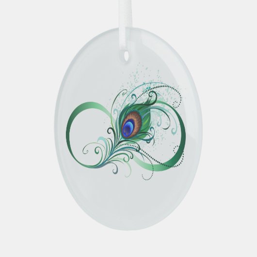 Unendlichkeitssymbol mit Peacock Feather Ornament Aus Glas (Vorderseite links)