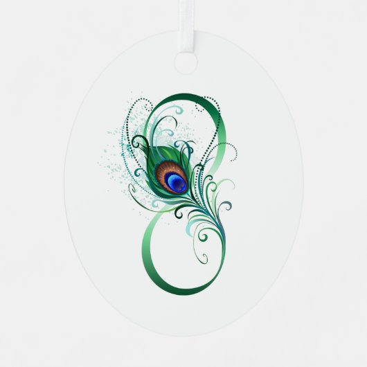 Unendlichkeitssymbol mit Peacock Feather Ornament Aus Metall (Vorderseite)