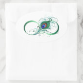 Unendlichkeitssymbol mit Peacock Feather Ovaler Aufkleber (Tasche)