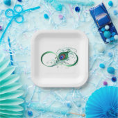 Unendlichkeitssymbol mit Peacock Feather Pappteller (Party)