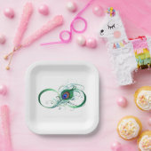 Unendlichkeitssymbol mit Peacock Feather Pappteller (Party)