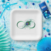 Unendlichkeitssymbol mit Peacock Feather Pappteller (Party)