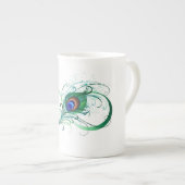 Unendlichkeitssymbol mit Peacock Feather Porzellantasse (Vorderseite Rechts)