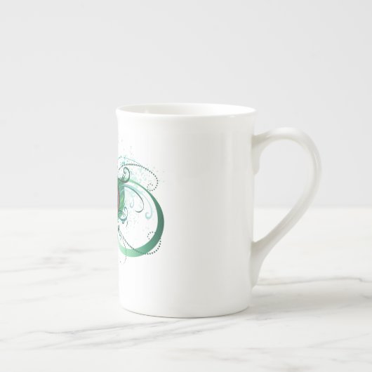 Unendlichkeitssymbol mit Peacock Feather Porzellantasse (Rechts)