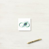 Unendlichkeitssymbol mit Peacock Feather Post-it Klebezettel (Auf Schreibtisch)