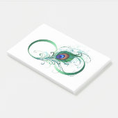 Unendlichkeitssymbol mit Peacock Feather Post-it Klebezettel (angewinkelt)