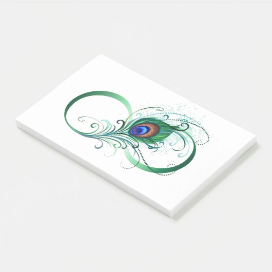 Unendlichkeitssymbol mit Peacock Feather Post-it Klebezettel (angewinkelt)