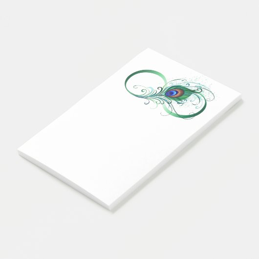 Unendlichkeitssymbol mit Peacock Feather Post-it Klebezettel (angewinkelt)