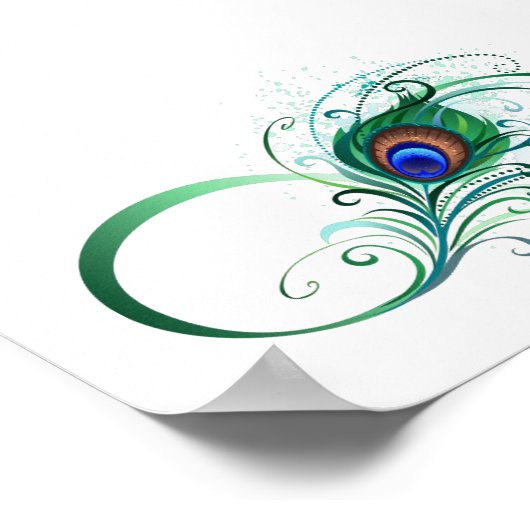 Unendlichkeitssymbol mit Peacock Feather Poster (Ecke)