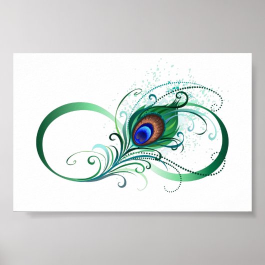 Unendlichkeitssymbol mit Peacock Feather Poster (Vorne)