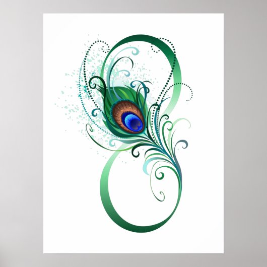 Unendlichkeitssymbol mit Peacock Feather Poster (Vorne)