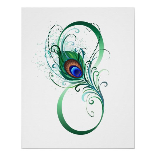 Unendlichkeitssymbol mit Peacock Feather Poster (Vorderseite)