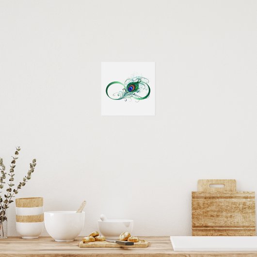 Unendlichkeitssymbol mit Peacock Feather Poster (Küche)