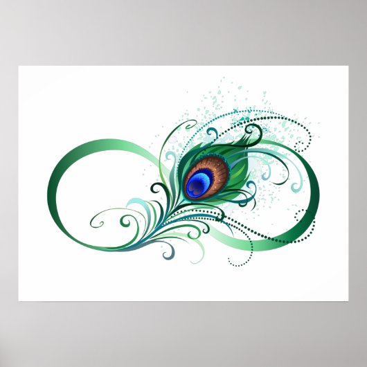 Unendlichkeitssymbol mit Peacock Feather Poster (Vorne)