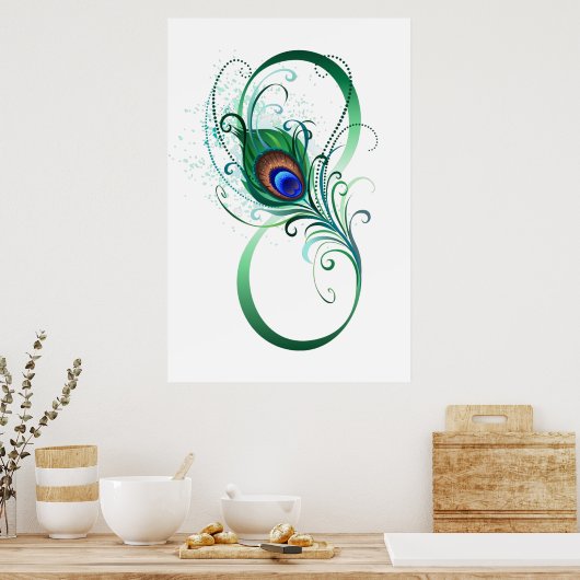 Unendlichkeitssymbol mit Peacock Feather Poster (Küche)