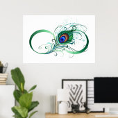 Unendlichkeitssymbol mit Peacock Feather Poster (Heimbüro)