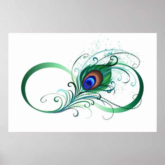 Unendlichkeitssymbol mit Peacock Feather Poster (Vorne)