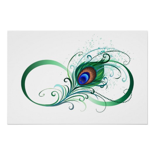 Unendlichkeitssymbol mit Peacock Feather Poster (Vorderseite)