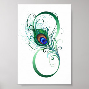 Unendlichkeitssymbol mit Peacock Feather Poster