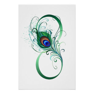 Unendlichkeitssymbol mit Peacock Feather Poster