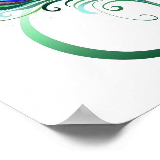 Unendlichkeitssymbol mit Peacock Feather Poster (Ecke)