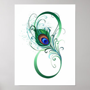 Unendlichkeitssymbol mit Peacock Feather Poster