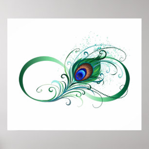 Unendlichkeitssymbol mit Peacock Feather Poster